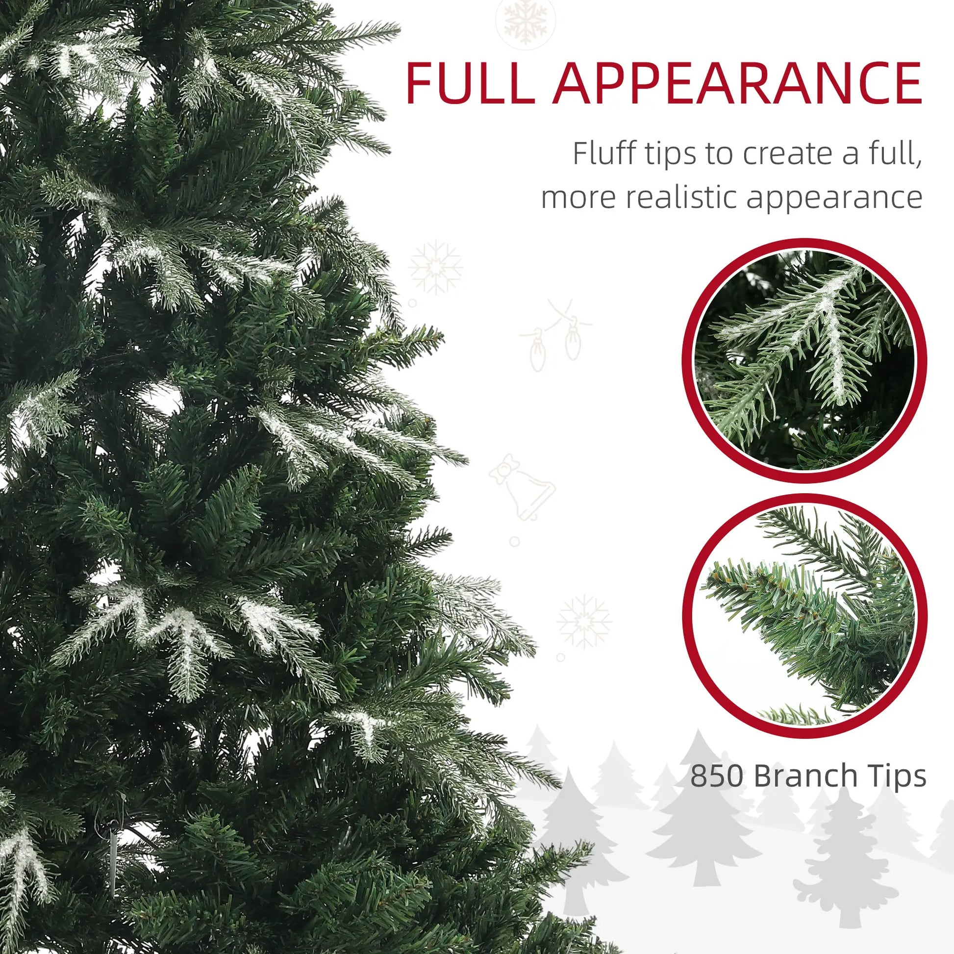 6ft Flocked Artificial Christmas Tree, 850 Branch Tips, Metal Base, Green Flocked Christmas Trees at Gallery Canada