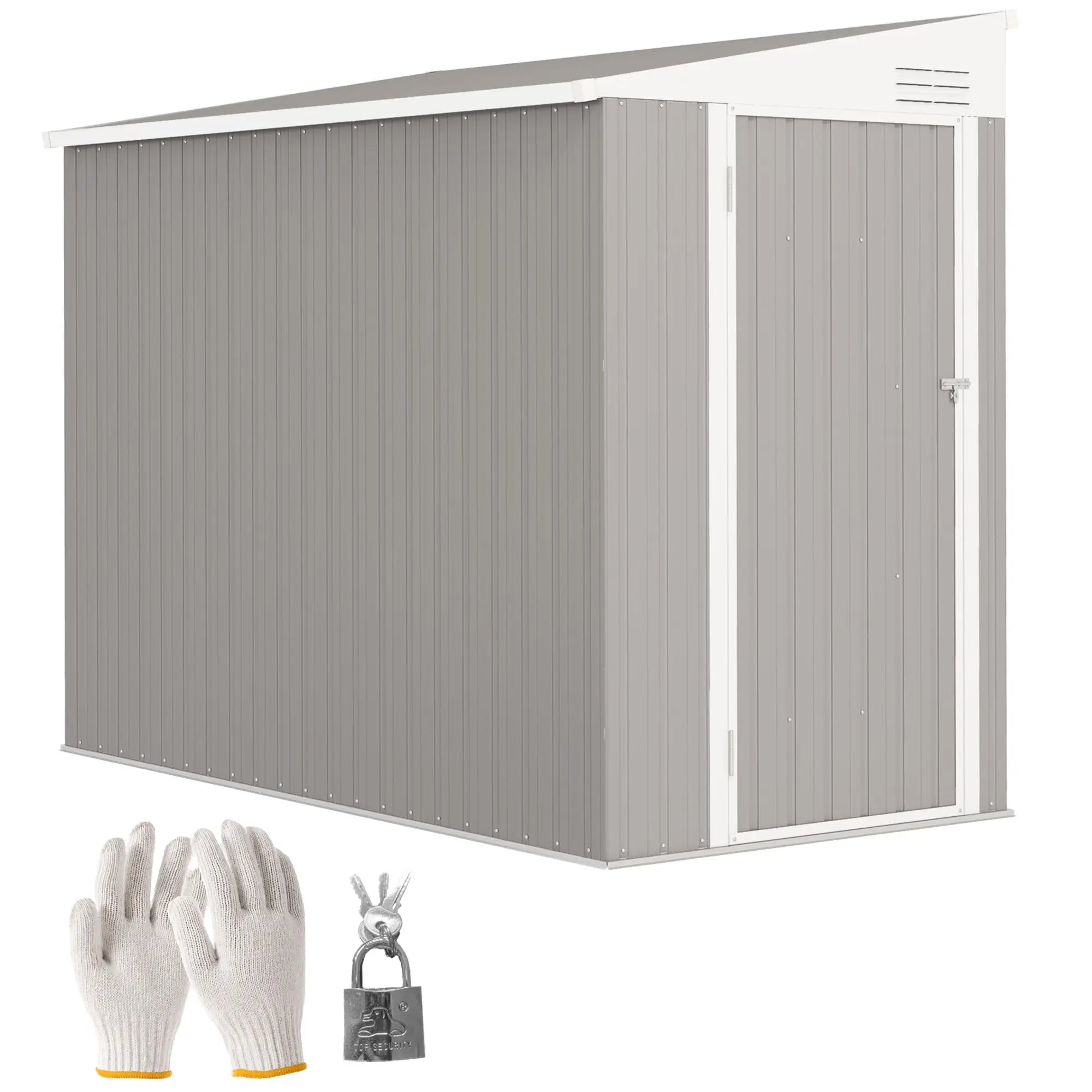 4' x 8' Outdoor Storage Shed, Metal Tool Shed, Lockable Door, Light Grey Sheds at Gallery Canada
