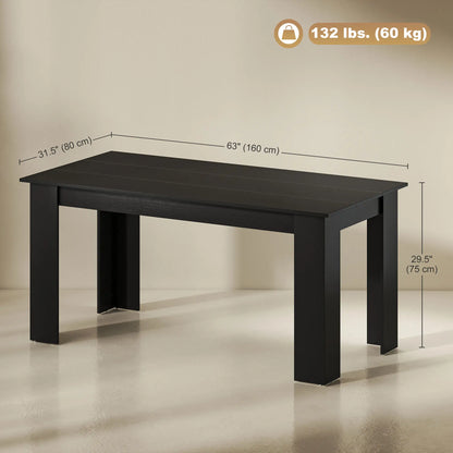 63" Kitchen Table for 4-6 People, Wood Effect, Black Dining Tables at Gallery Canada