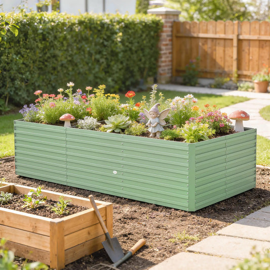 8' x 4' x 2' Galvanized Raised Garden Bed, Planter Box, Light Green Galvanized Planter Boxes Light Green at Gallery Canada