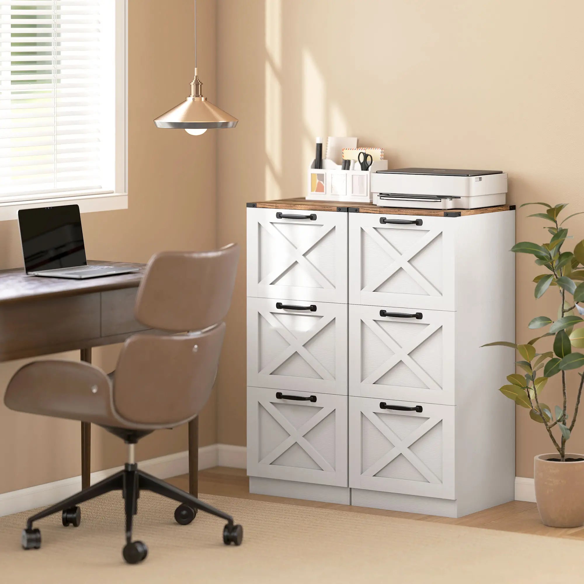 3 Drawer File Cabinet, Vertical Farmhouse, Fits Letter/A4, White Office Cabinets & Cupboards at Gallery Canada