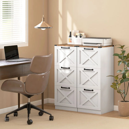 3 Drawer File Cabinet, Vertical Farmhouse, Fits Letter/A4, White Office Cabinets & Cupboards at Gallery Canada