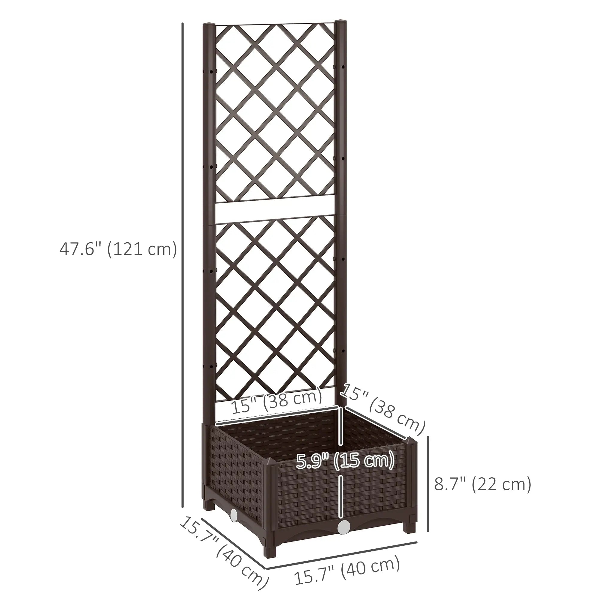 Raised Garden Bed with Trellis, Plastic, 16