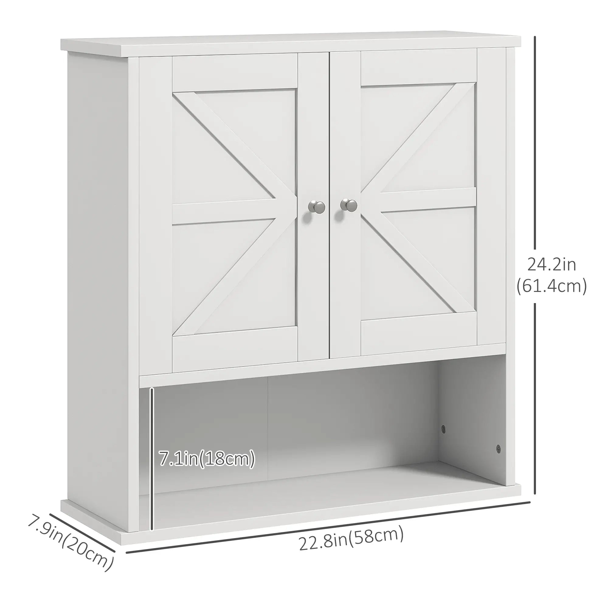 Farmhouse Bathroom Medicine Cabinet, Barn Doors, Adjustable Shelf, White Bathroom Cabinets at Gallery Canada