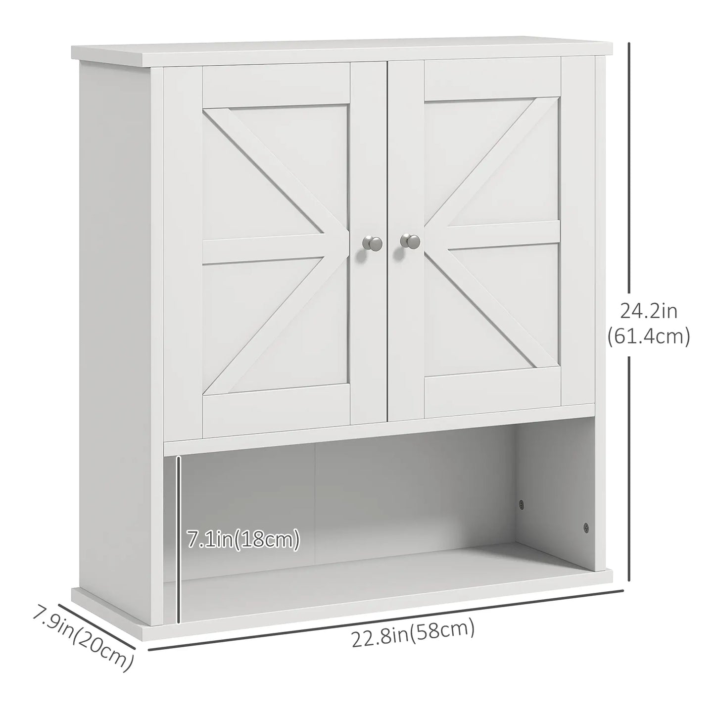 Farmhouse Bathroom Medicine Cabinet, Barn Doors, Adjustable Shelf, White Bathroom Cabinets at Gallery Canada