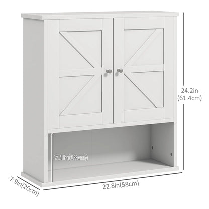 Farmhouse Bathroom Medicine Cabinet, Barn Doors, Adjustable Shelf, White Bathroom Cabinets at Gallery Canada