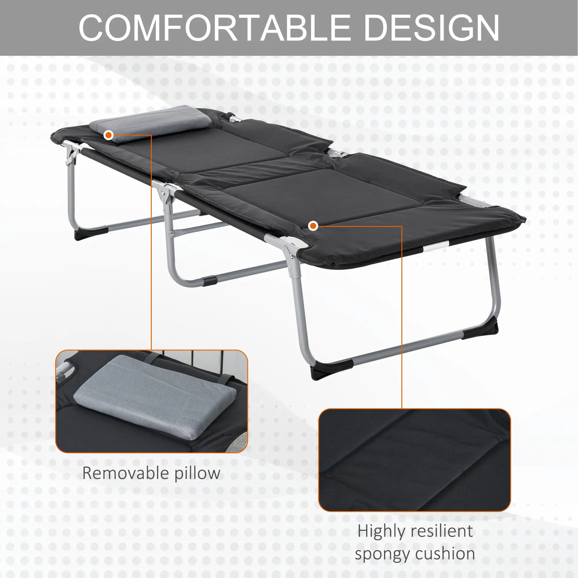 Folding Camping Cot, Sleeping Bed for Adults, Outdoor Hiking, Black Camping Cots at Gallery Canada