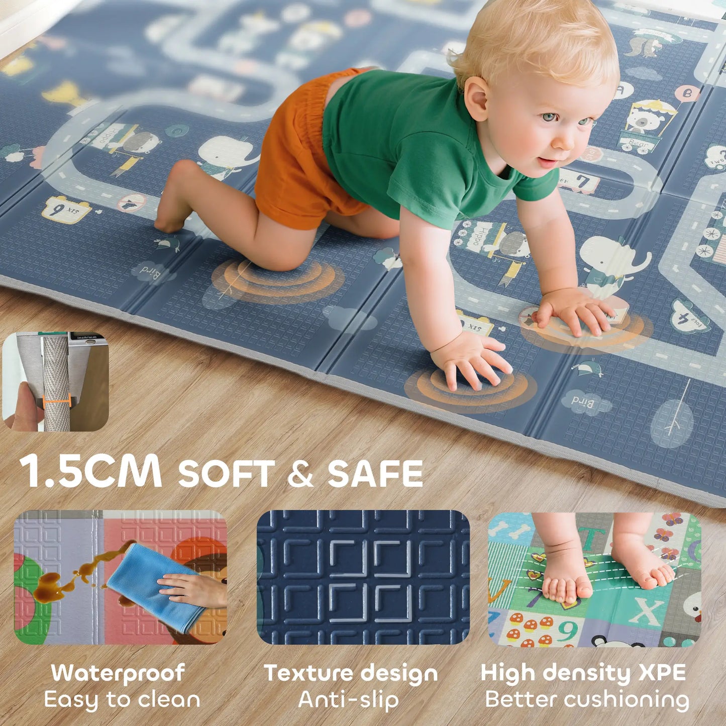 Foldable Baby Play Mat, 77" x 58", Alphabet Track Theme Kids Gym & Playmats at Gallery Canada