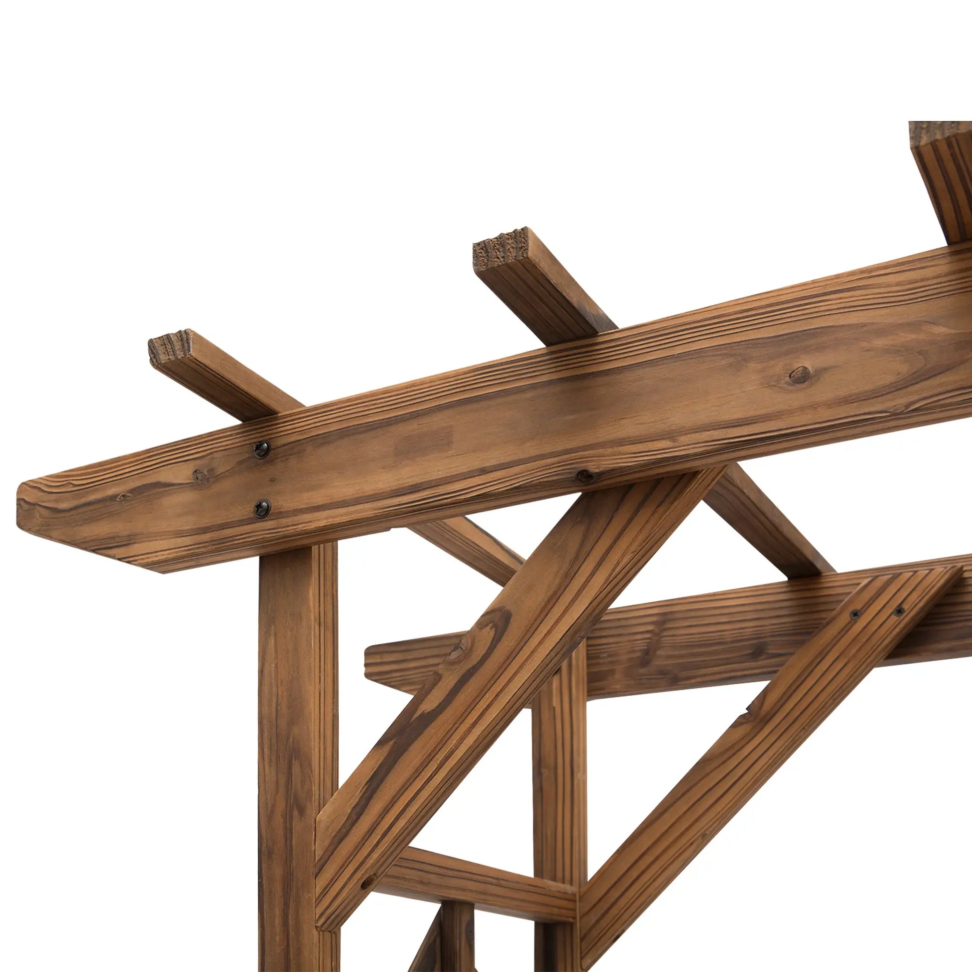 79" Arched Plant Trellis, Pergola Style Roof, Fir Wood Frame Garden Arches at Gallery Canada