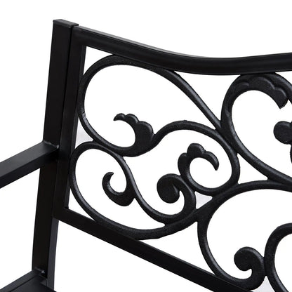 Vintage Floral Cast Metal Garden Bench, 50" , Black Outdoor Benches at Gallery Canada