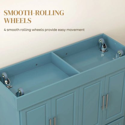 Rolling Kitchen Island with Storage, Stainless Steel Top, Light Blue Kitchen Islands & Kitchen Carts at Gallery Canada