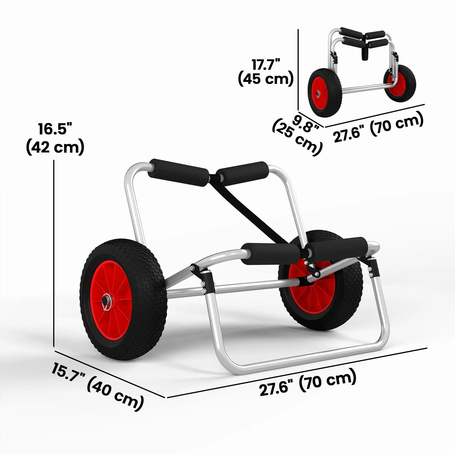 198LBS Kayak Cart, Foldable Canoe Dolly, Aluminum Frame, Silver Kayak Carts at Gallery Canada