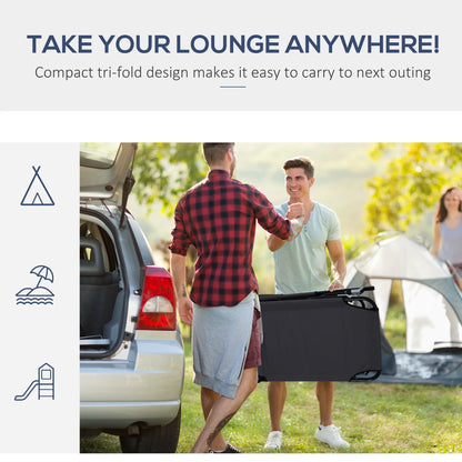 Adjustable Outdoor Lounge Chair, Folding Chaise with Face Hole, Black Lounger Chairs at Gallery Canada