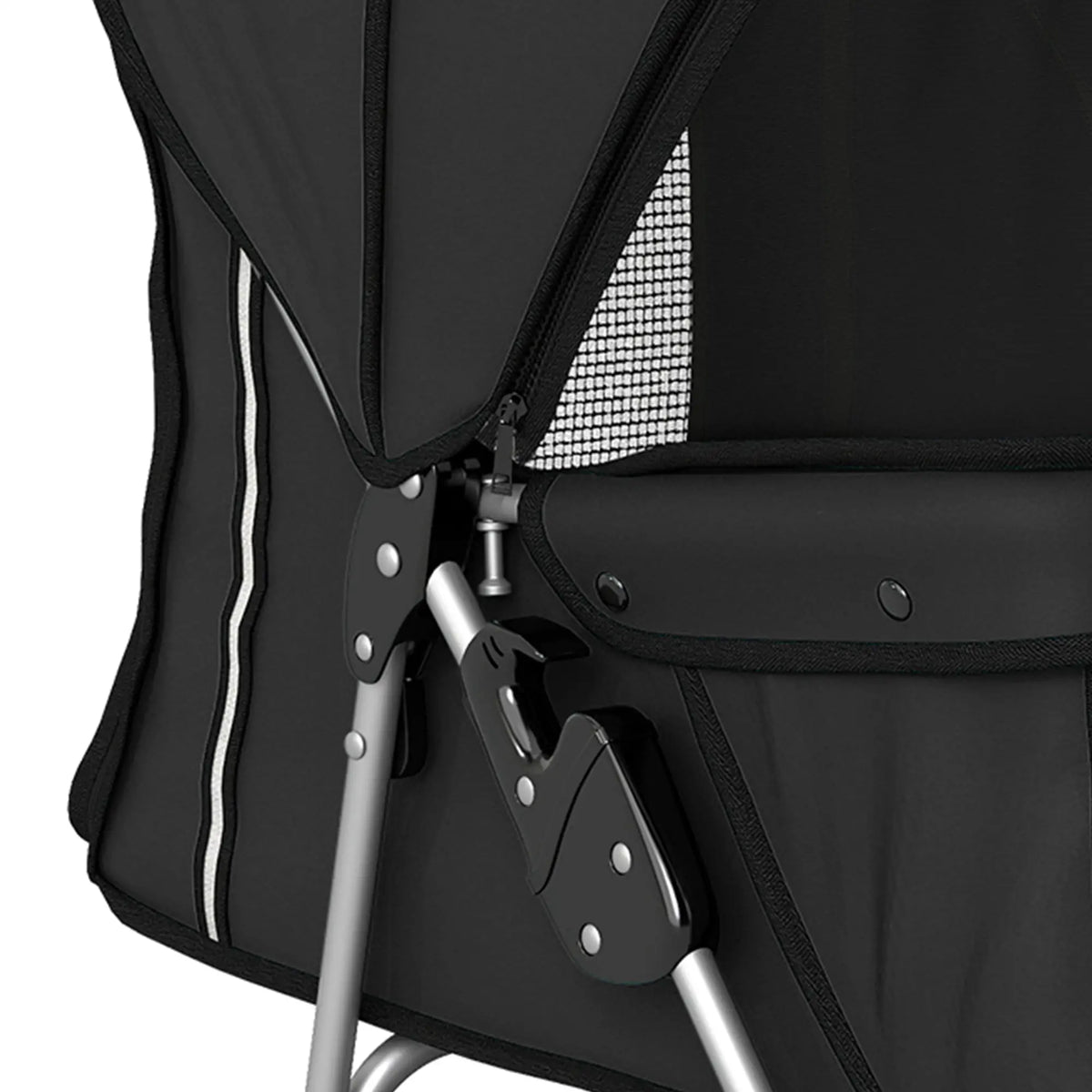 Foldable Pet Stroller With 360° Swivel Wheels, Reflective Strips, Black