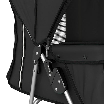 Foldable Pet Stroller With 360° Swivel Wheels, Reflective Strips, Black