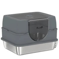 Stainless Steel Cat Litter Box with Lid, High Sided, Scoop