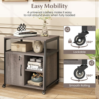 Mobile File Cabinet With Charging Station, Cable Management Hole, Gray File Cabinets at Gallery Canada