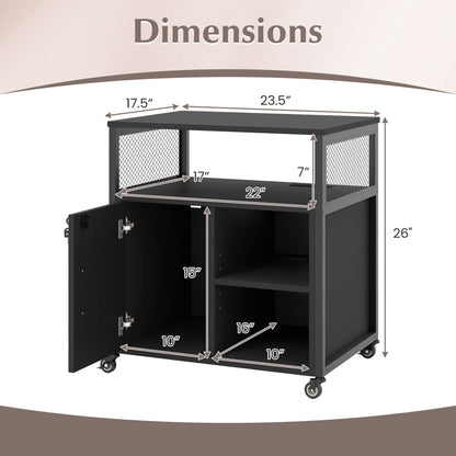 File Cabinet on Wheels with Charging Station and Cable Management Hole, Black File Cabinets at Gallery Canada