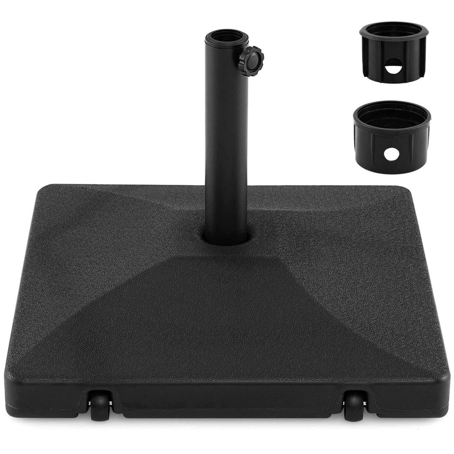 Fillable Umbrella Base, 90 LBS Heavy Duty With 2 Wheels, Black Outdoor Umbrella Bases Black at Gallery Canada