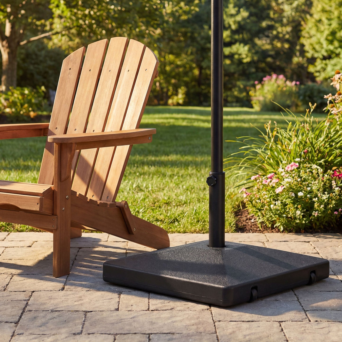 Fillable Umbrella Base, 90 LBS Heavy Duty With 2 Wheels, Black Outdoor Umbrella Bases at Gallery Canada
