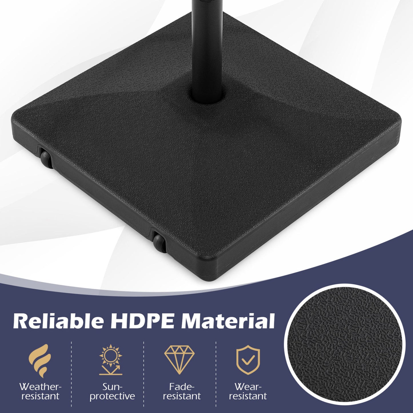 Fillable Umbrella Base, 90 LBS Heavy Duty With 2 Wheels, Black Outdoor Umbrella Bases at Gallery Canada