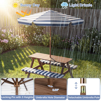 Kids Picnic Table With 2 Built-In Benches, Navy Kids Table & Chair Sets at Gallery Canada
