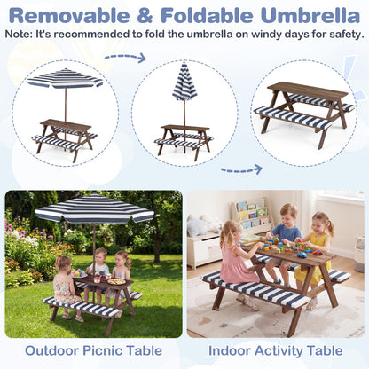 Kids Picnic Table With 2 Built-In Benches, Navy Kids Table & Chair Sets at Gallery Canada
