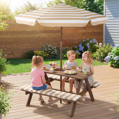 Kids Picnic Table With 2 Built-In Benches, Umbrella, Coffee Kids Table & Chair Sets at Gallery Canada