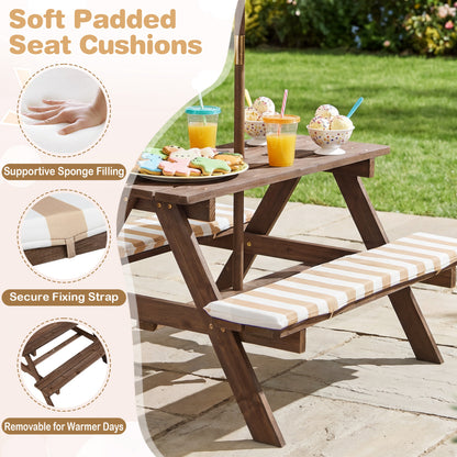Kids Picnic Table With 2 Built-In Benches, Umbrella, Coffee Kids Table & Chair Sets at Gallery Canada