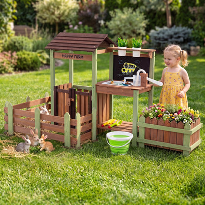 Wooden Mud Farm Playset with Planter Box Lockable Yard and Faucet for 3+ Kids Play Kitchen Sets at Gallery Canada