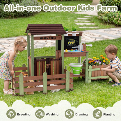 Wooden Mud Farm Playset with Planter Box Lockable Yard and Faucet for 3+ Kids Play Kitchen Sets at Gallery Canada