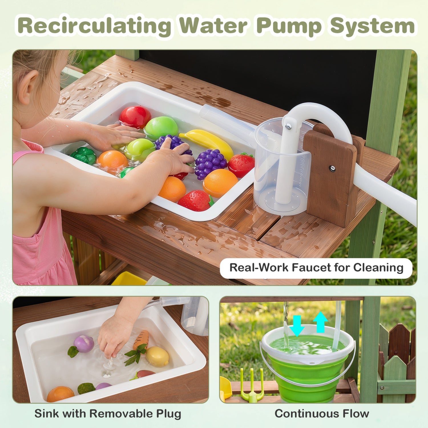 Wooden Mud Farm Playset with Planter Box Lockable Yard and Faucet for 3+ Kids Play Kitchen Sets at Gallery Canada
