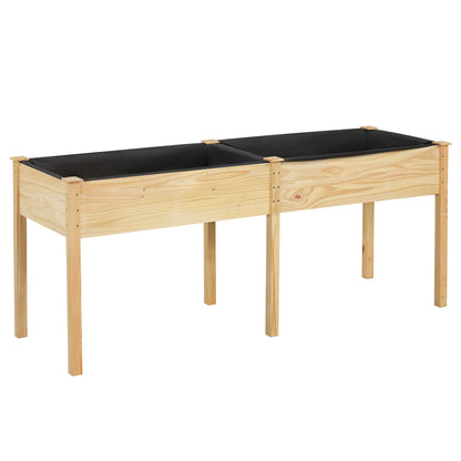 Fir Wood Outdoor Raised Garden Bed, Natural Raised Garden Beds Natural at Gallery Canada
