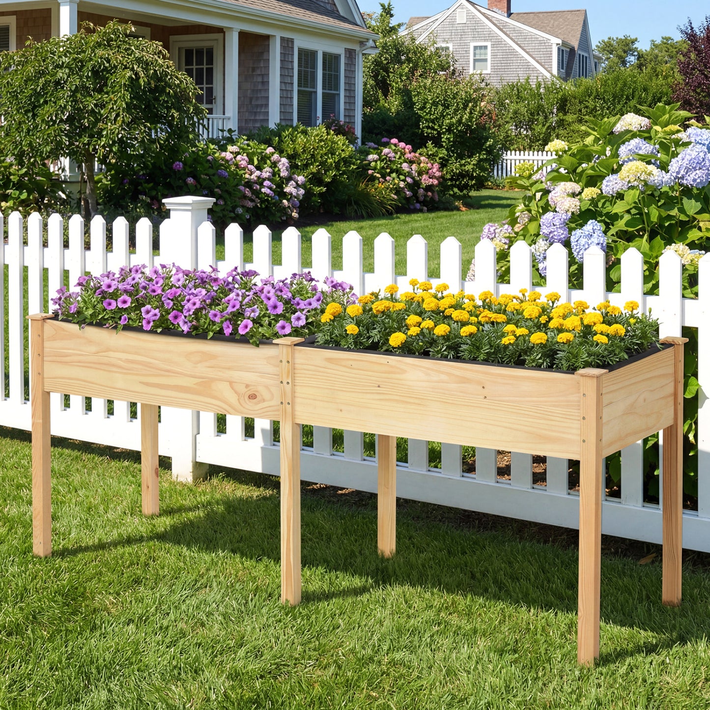 Fir Wood Outdoor Raised Garden Bed, Natural Raised Garden Beds at Gallery Canada