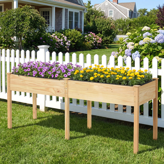 Fir Wood Outdoor Raised Garden Bed, Natural Raised Garden Beds Natural at Gallery Canada