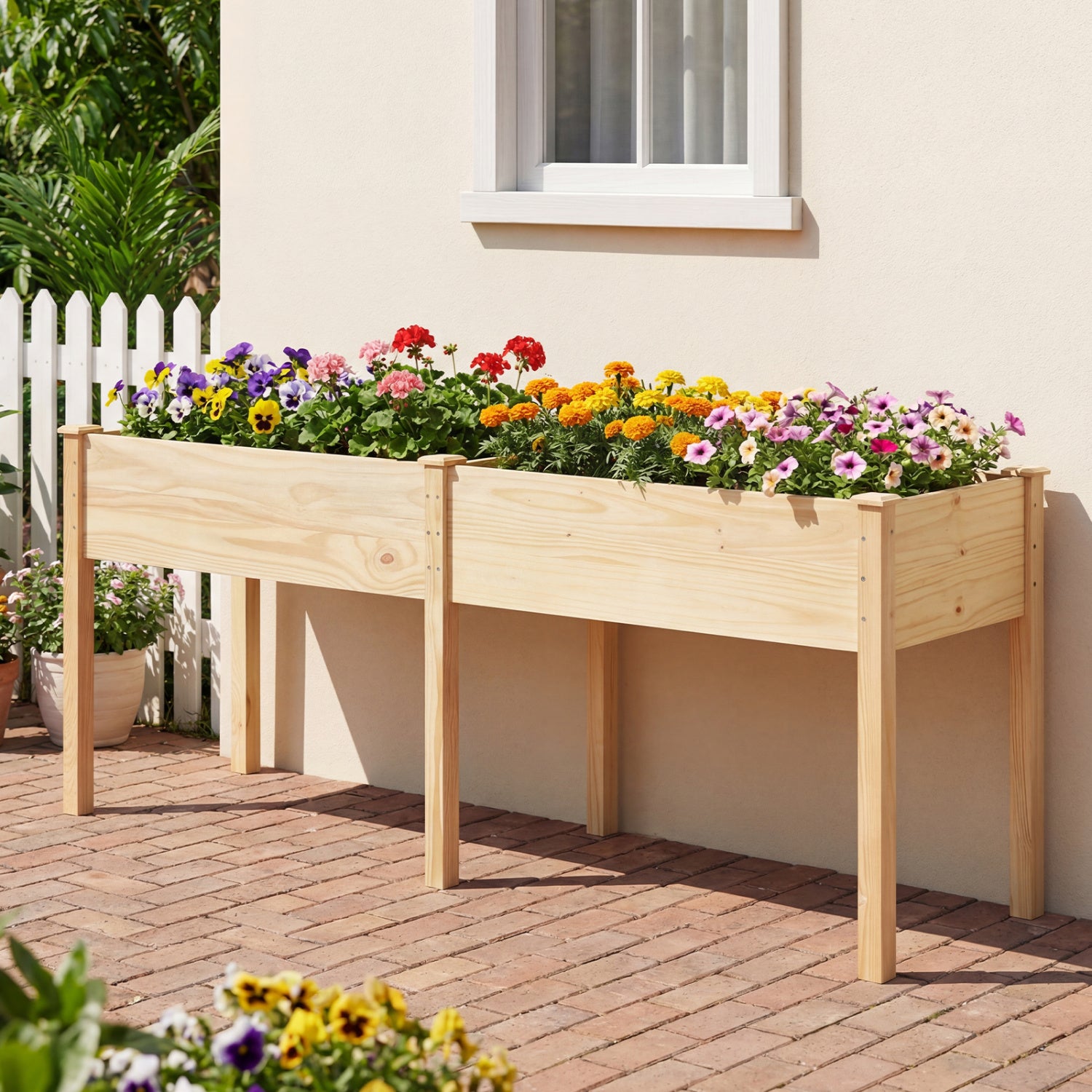 Fir Wood Outdoor Raised Garden Bed, Natural Raised Garden Beds at Gallery Canada