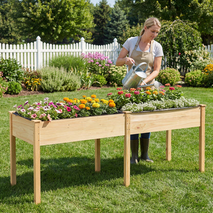 Fir Wood Outdoor Raised Garden Bed, Natural Raised Garden Beds at Gallery Canada