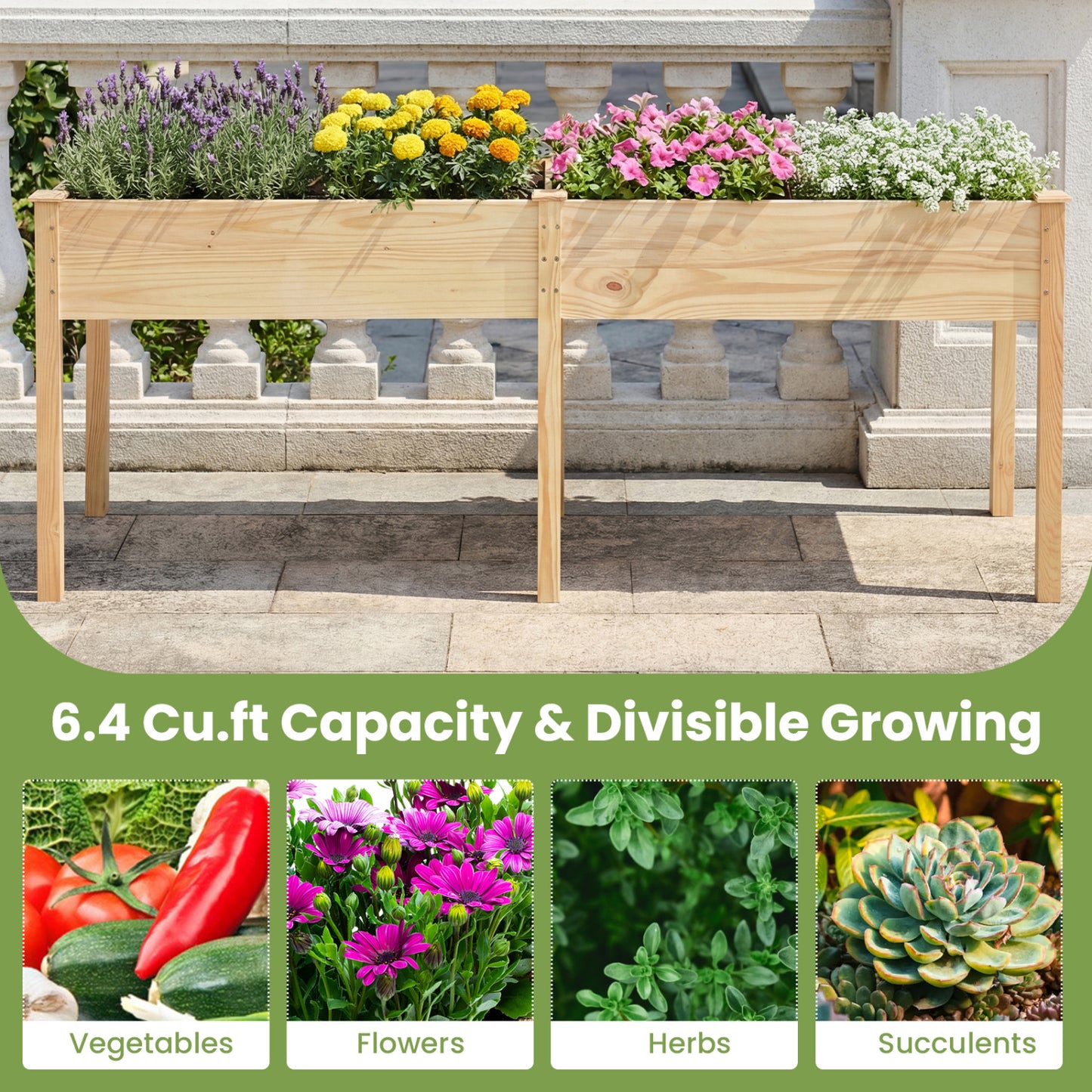 Fir Wood Outdoor Raised Garden Bed, Natural Raised Garden Beds at Gallery Canada