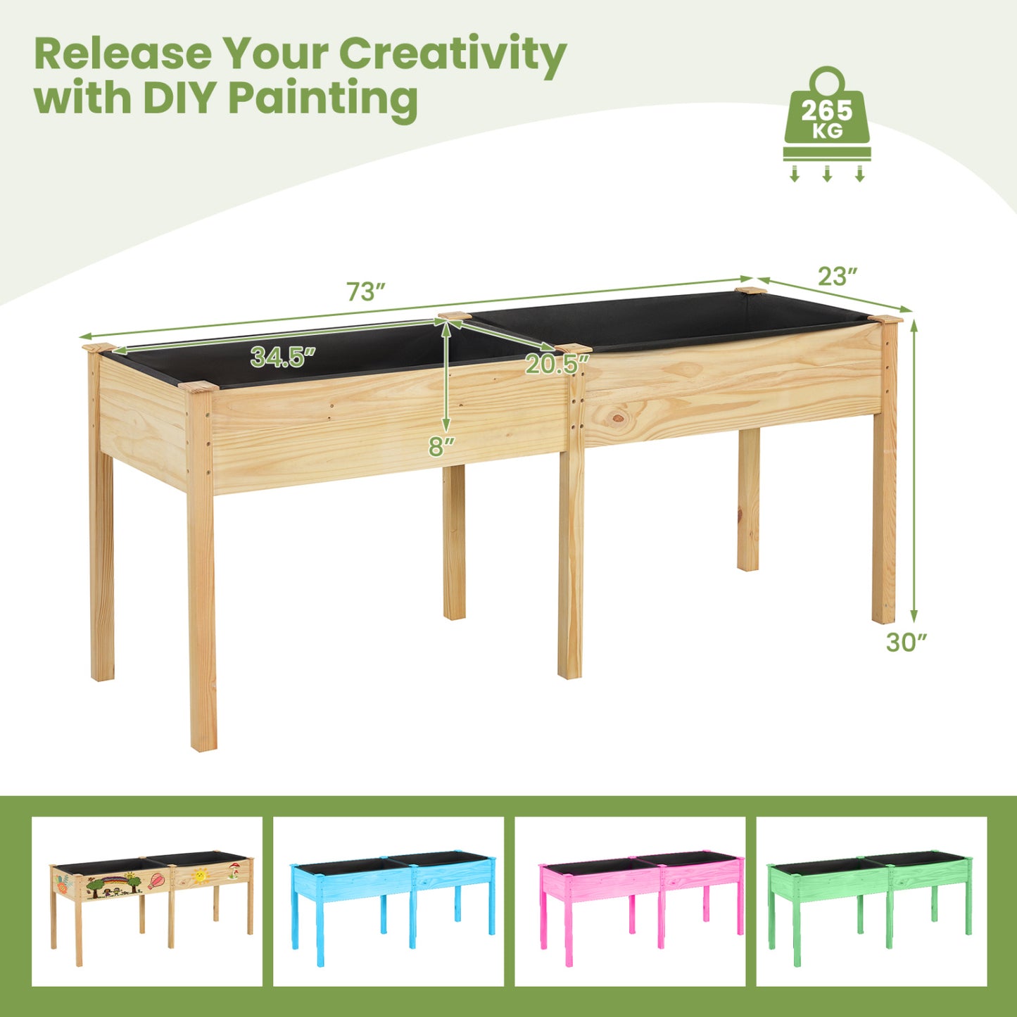 Fir Wood Outdoor Raised Garden Bed, Natural Raised Garden Beds at Gallery Canada