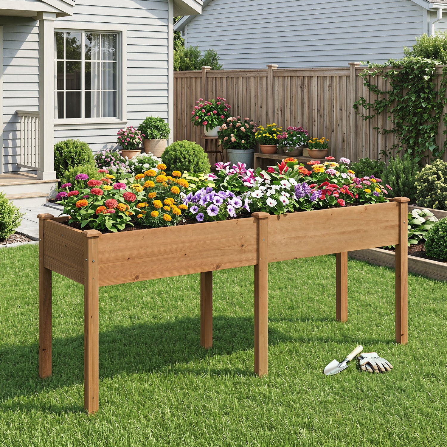 Fir Wood Outdoor Raised Garden Bed, 4x2 Ft, Yellow Raised Garden Beds at Gallery Canada