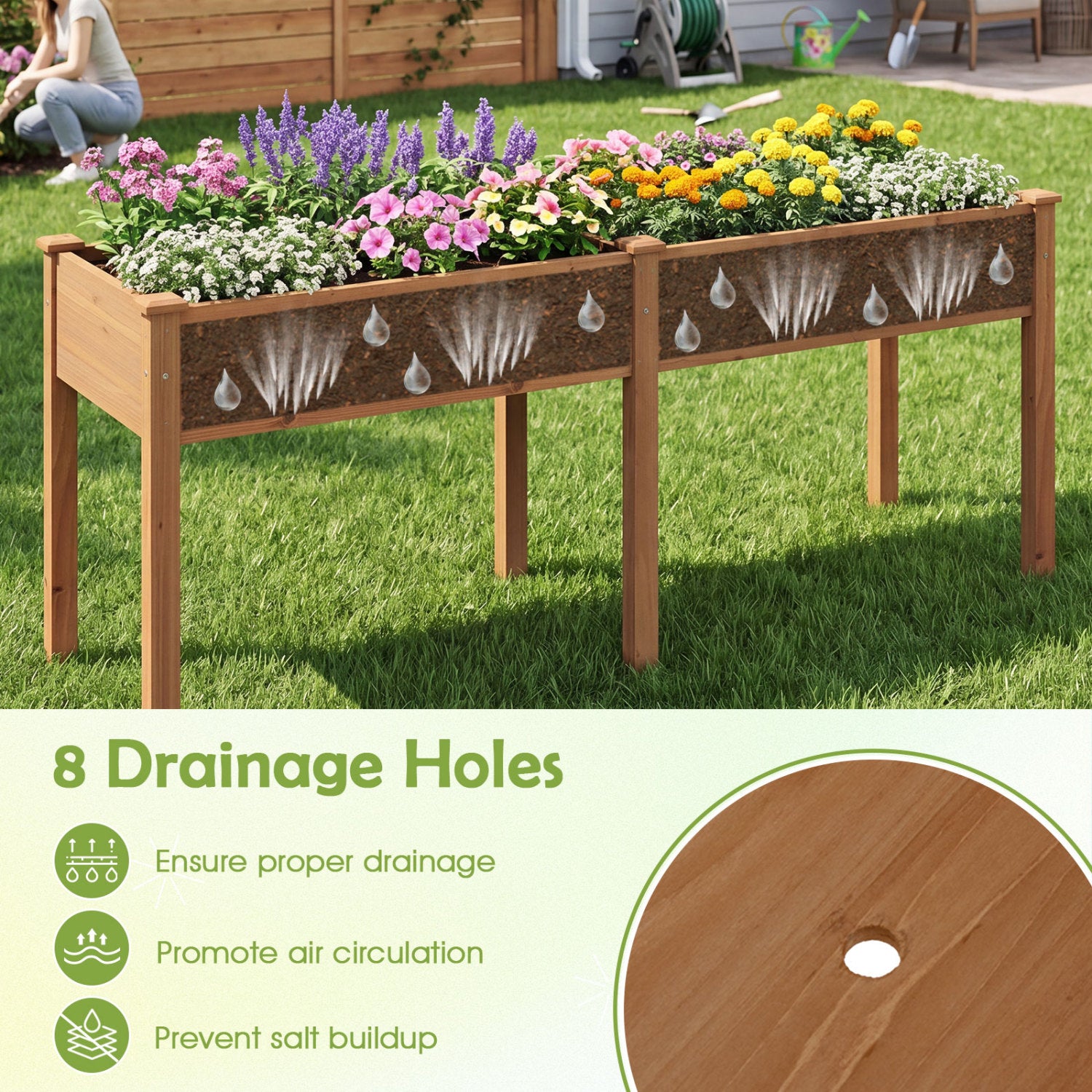 Fir Wood Outdoor Raised Garden Bed, 4x2 Ft, Yellow Raised Garden Beds at Gallery Canada