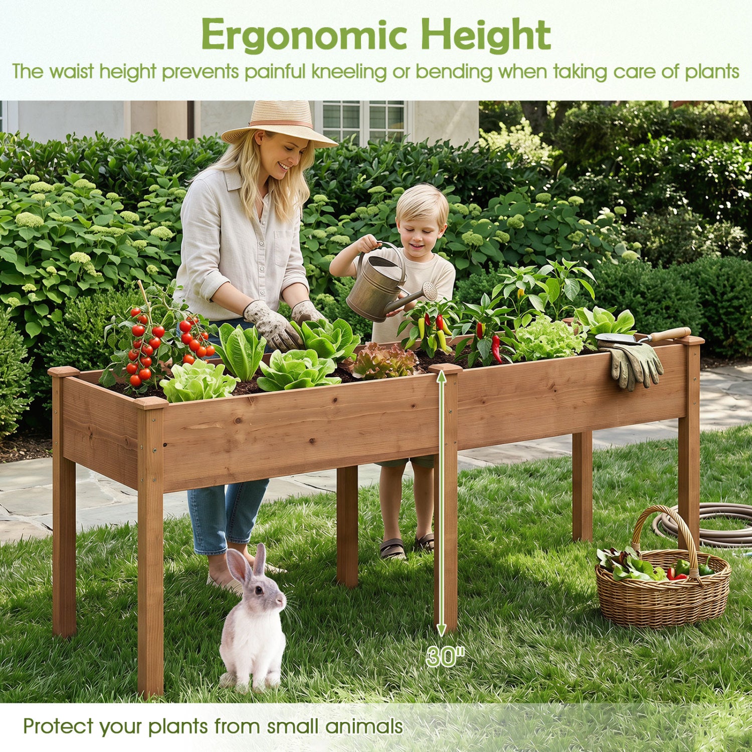 Fir Wood Outdoor Raised Garden Bed, 4x2 Ft, Yellow Raised Garden Beds at Gallery Canada
