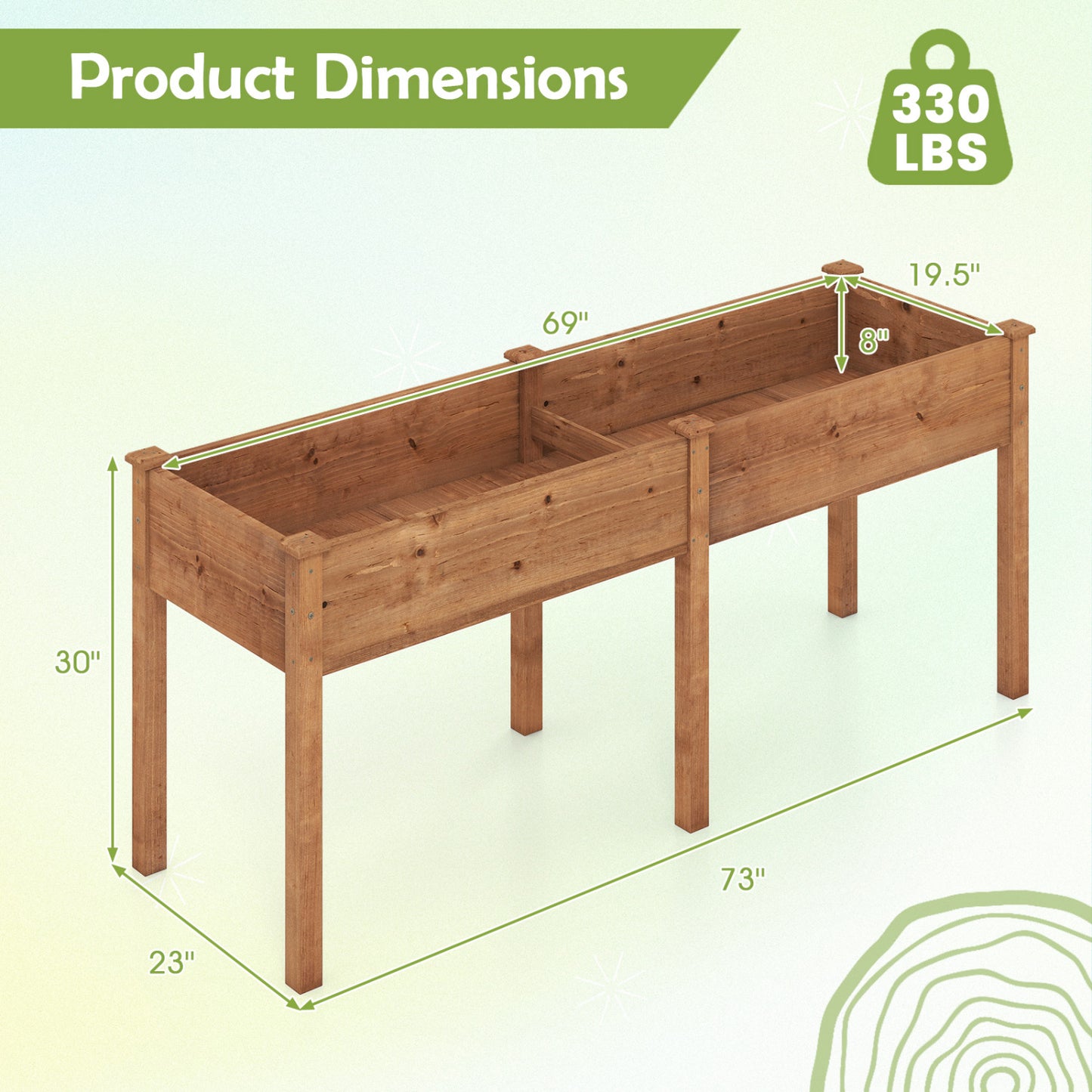 Fir Wood Outdoor Raised Garden Bed, 4x2 Ft, Yellow Raised Garden Beds at Gallery Canada