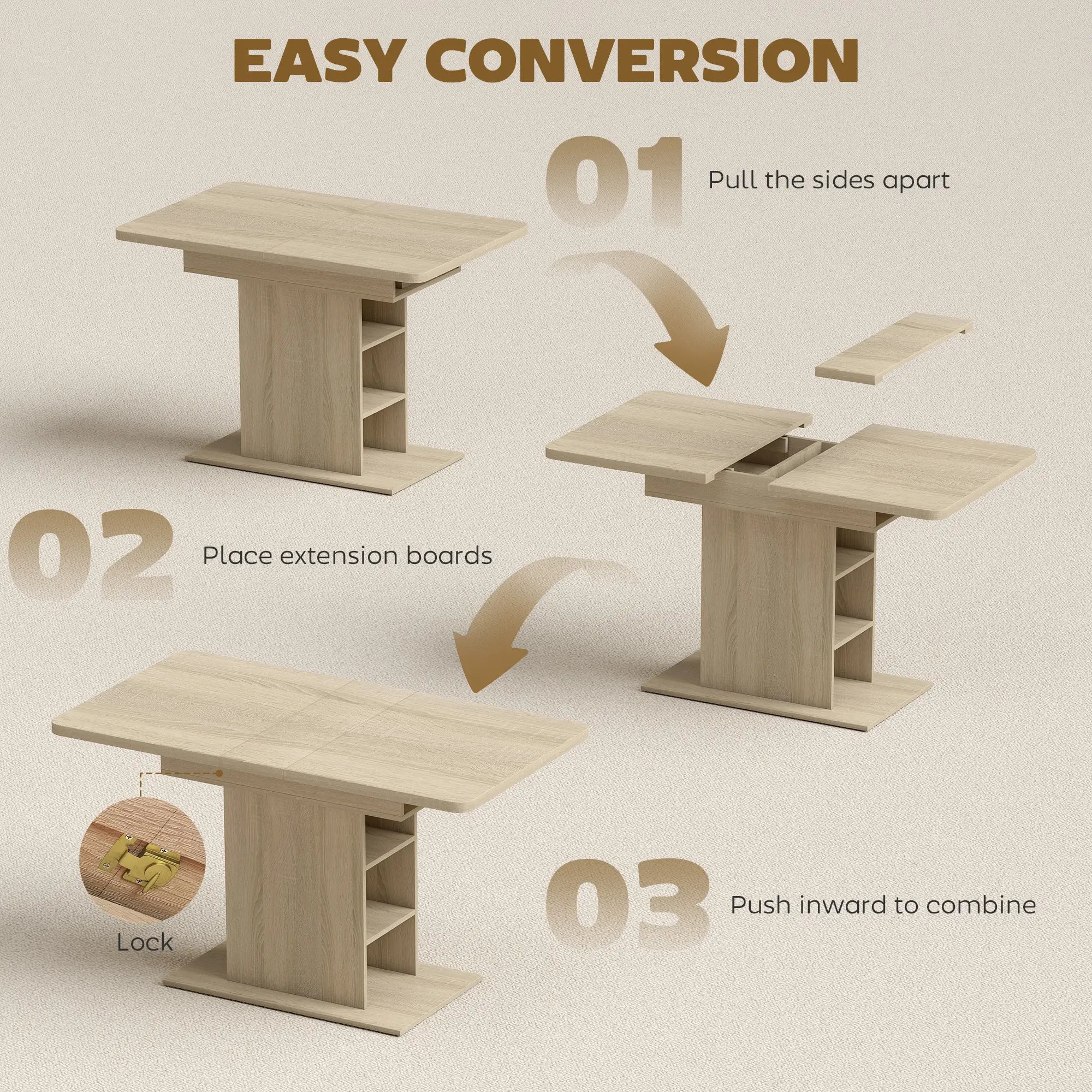 Extendable Dining Table, 43.3