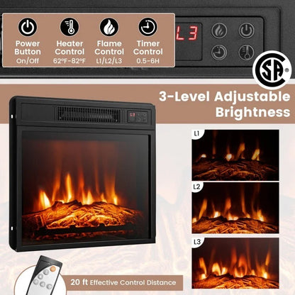 Fireplace TV Stand, 16-Color LED Lights, 65 Inch, Black Entertainment Centers & TV Stands at Gallery Canada