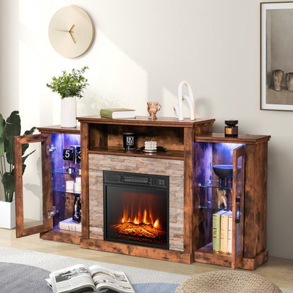 Fireplace TV Stand with 16-Color Led Lights for TVs up to 65 Inch, Brown Entertainment Centers & TV Stands at Gallery Canada