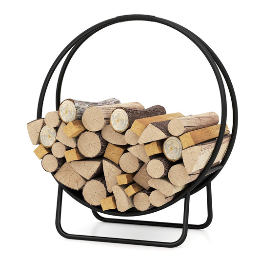 Firewood Log Hoop 20 Inch Round Heavy-duty Metal Curved Log Rack with Stand Log Storage Options at Gallery Canada