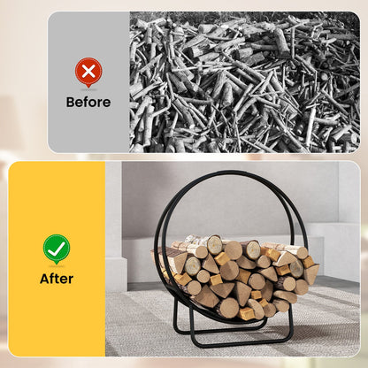 Firewood Log Hoop 20 Inch Round Heavy-duty Metal Curved Log Rack with Stand Log Storage at Gallery Canada