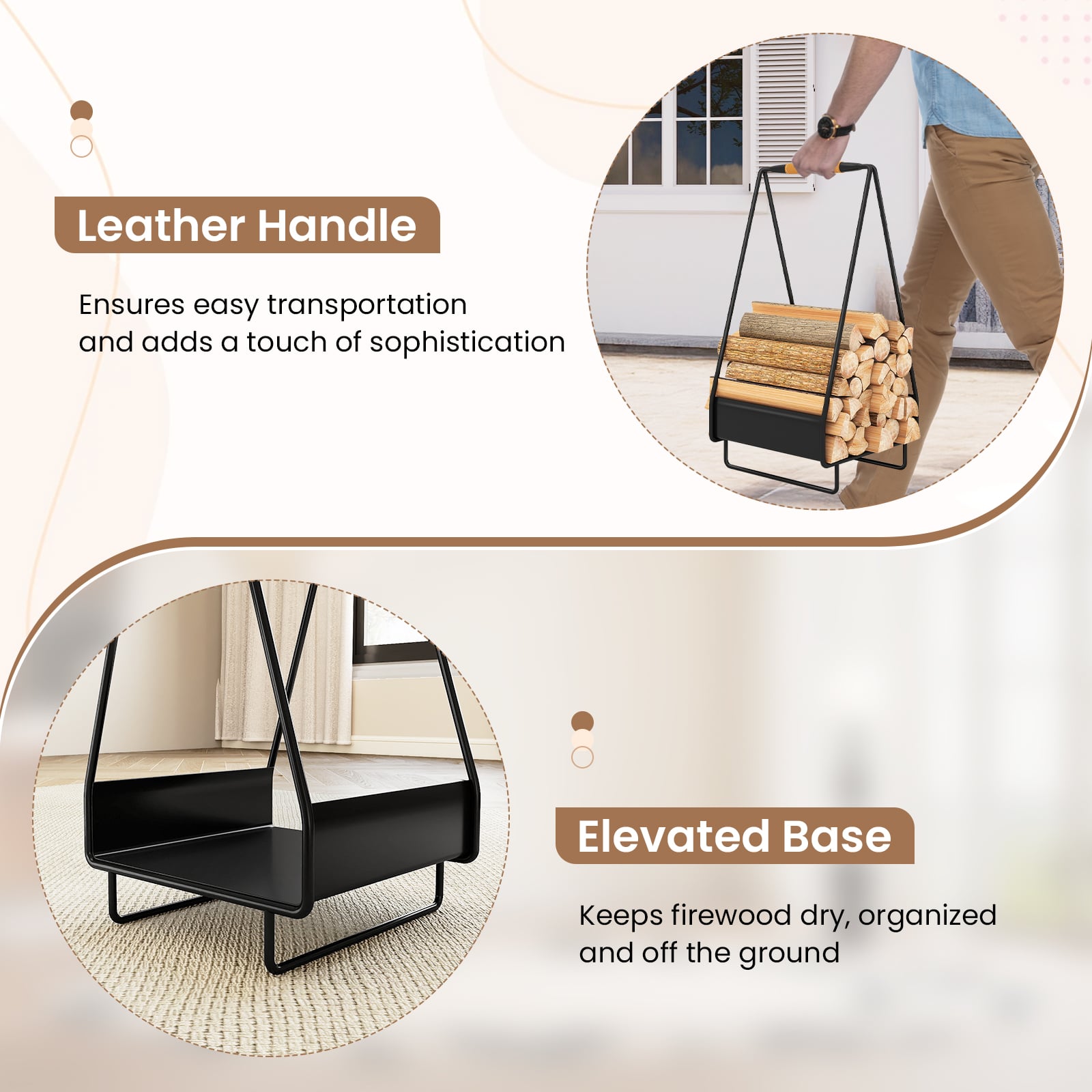 Firewood Storage Rack Heavy-duty Metal Log Holder with Handle and Square Rack Log Storage at Gallery Canada