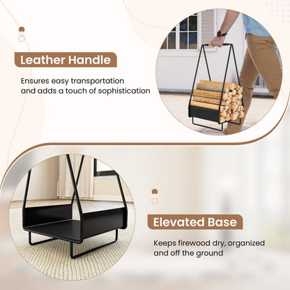 Firewood Storage Rack Heavy-duty Metal Log Holder with Handle and Square Rack Log Storage at Gallery Canada